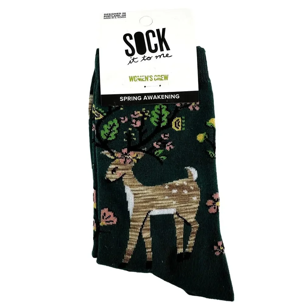 Sock It To Me Spring Awakening Crew Sock Reindeer Reinforced W5-10 M3.5-8.5 NWT